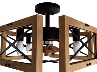 wooden Lighting fan  3D model
