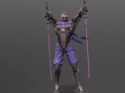 Cyborg Scifi Ninja Anticipated Slash FBX PNG 3D model