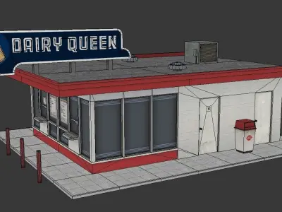 Fastfood Restaurants Pack Low-poly 3D model