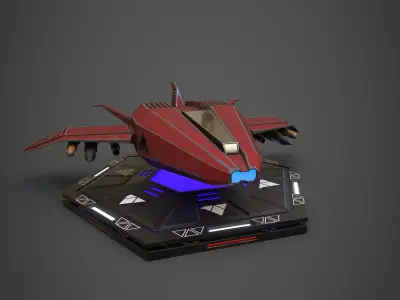 Sci-Fi Spaceship Plane Low-poly 3D model