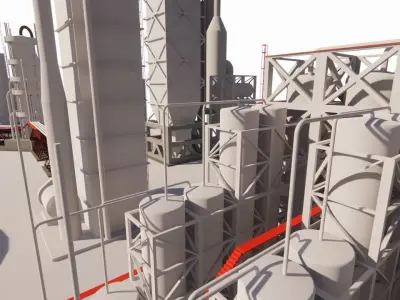 detailed and realistic representation of an industrial complex 3D model