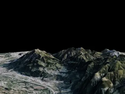 Lichtenstein mountain in middle of city 3D model