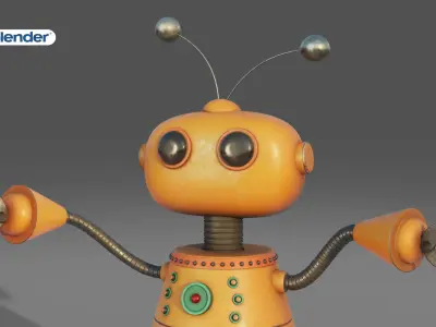 Cartoon Robot Rigged in Blender  Low-poly 3D model