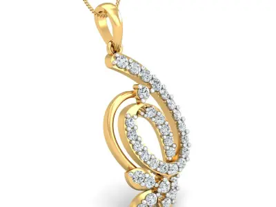 Yellow gold diamond pendent-P3 PS-23 3D print model