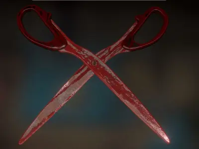 Scissors Rigged And Animated Bloody Version Low-poly 3D model