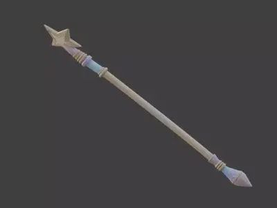 Golden Star Magical Girl Wand 3D Model Low-poly 3D model
