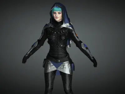 AAA Cyber Punk Female Character 01 Low-poly 3D model