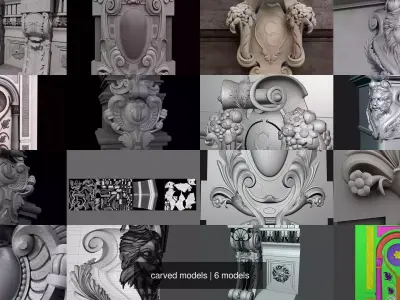 carved models 3D Model Pack