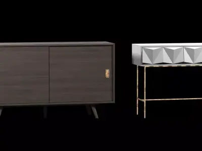 noir beth sideboard pale and west elm aculpted geo console in wh 3D model