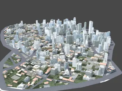 City Scene Low-poly 3D model