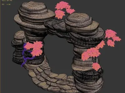 Mount cliff - door plant 3D model