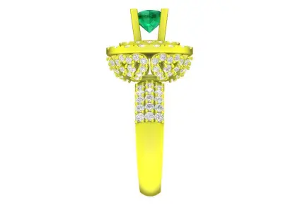 Luxury Double Halo Round Emerald Ring for Women 5682 3D print model