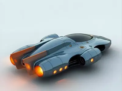 Sleek Retro Future Sci Fi Starship Low-poly 3D model