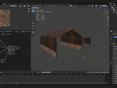 open rural farm barn shed storage roof structure 3D model