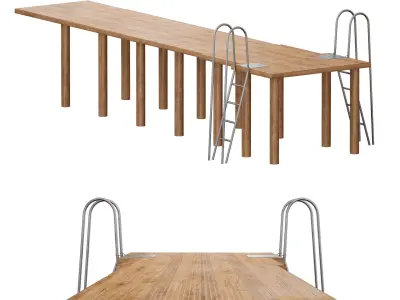 Coastal wooden jetty 3D model