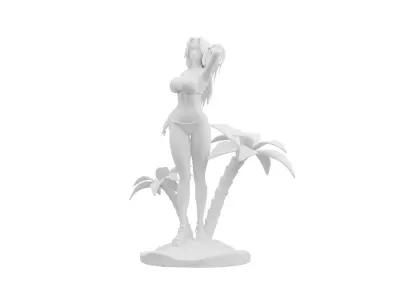 Girl in beach 3D print model