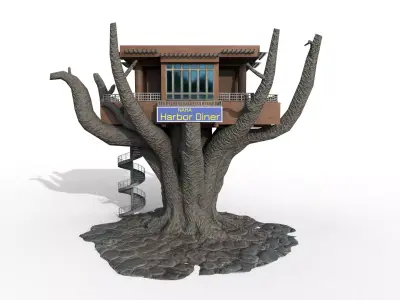 Naha Treehouse  3D Model Low-poly 3D model