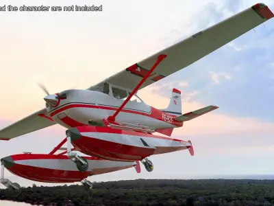  Seaplane Cessna 182 with Floats Rigged for Maya 