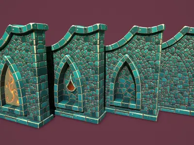 Fantasy wall 1 Low-poly 3D model