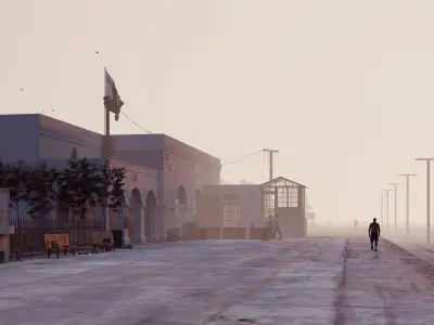 Railway Station Low-poly 3D model