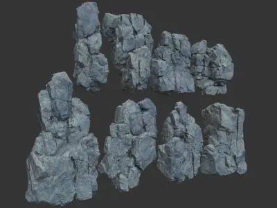 Low poly Gray Modular Rock 230706 Low-poly 3D model