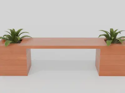 Outdoor Wooden Bench 9 Low-poly 3D model