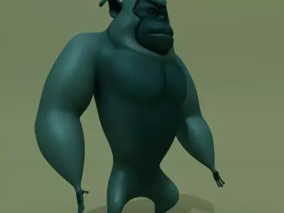Cartoon Monster Blue Gorilla 3D model