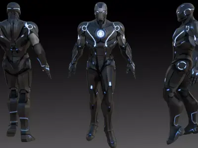 Iron Man Stealth Suit 3D Model Game Ready Fully Rigged Low-poly 3D model
