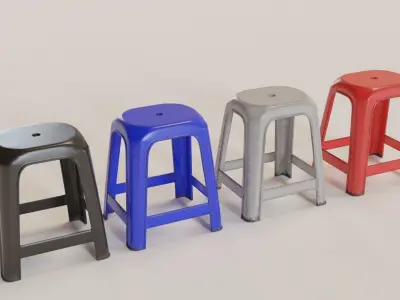 Stackable Plastic Stool Low-poly 3D model