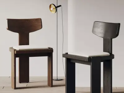 Modern Japandi Wooden Chairs 3D model