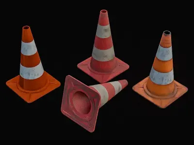 Traffic Cone 3D Model Set Low-poly 3D model