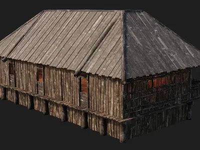 Old Wooden House 4K Textures GameReady 140 Low-poly 3D model