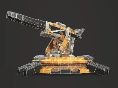  Mechanical Turret Low-poly 3D model