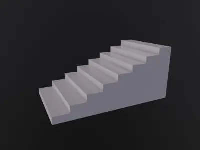 White Stairs 3D Model Low-poly 3D model