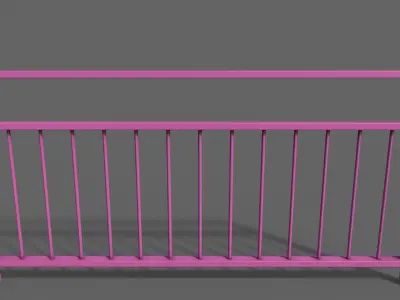 PBR Pedestrian Guard Rail Pink V3 Low-poly 3D model