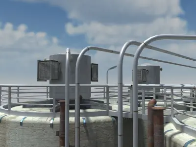 Chemical Silos Low Poly 3d Moldel Low-poly 3D model