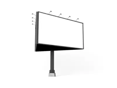 Rectangular Advertising Three Side Billboard - street  banner 3D model