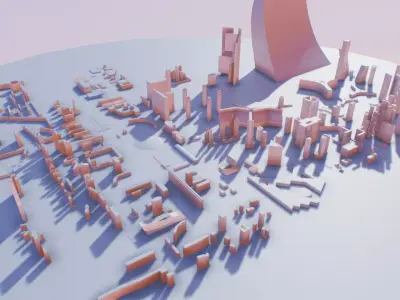 futuristic architecture set - DNMK 3D model