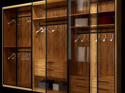 Wardrobe with doors and drawers 3D model buy