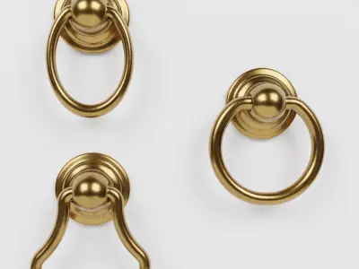 7 Classic Brass Metal Furniture Handles 3D model