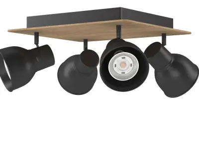 Ceiling LED spots wood 3D model