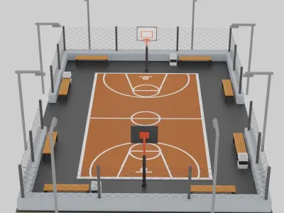 basketball court Low-poly 3D model