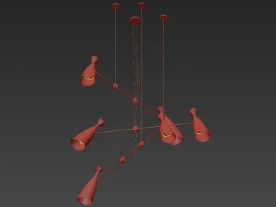 Replica light fixture with five lights hanging from it 3D model
