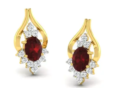 Gold Diamond Women Earring 3D print Model 3D print model 83