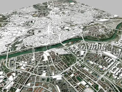 Cityscape Zaragoza Spain 3D model