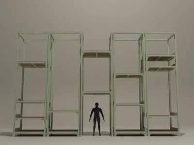 Industrial shelf  Free low-poly 3D model