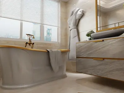 lavish modern bathroom 3D model