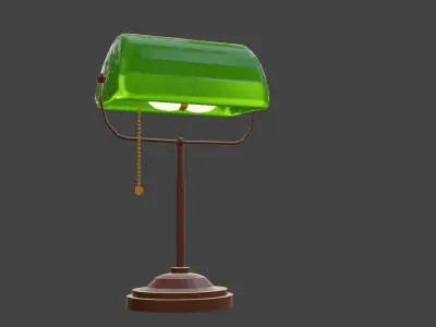 Bankers Lamp Light Low-poly 3D model