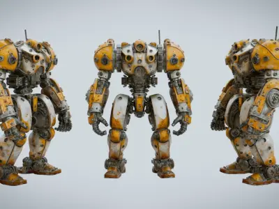 Desert Scout Robot Rigged and Animated Low-poly 3D model