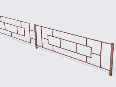 Old Rusty Fence Low-poly 3D model